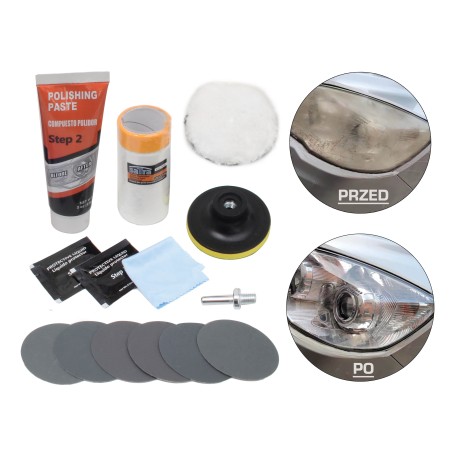 Forlygte poleringssæt / headlight restoration kit – 14 dele - Billede 2