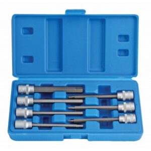 7 dele ekstra lange SAE unbrako bit toppe 3/8" – 110 mm