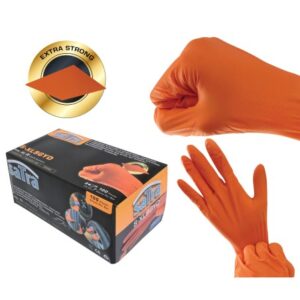 Orange nitrilhandsker med diamantmønster str. XL – 100 stk.