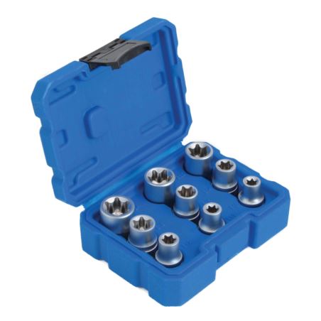 9 dele E-Torx topsæt 1/2" – E10 til E24 - Billede 2