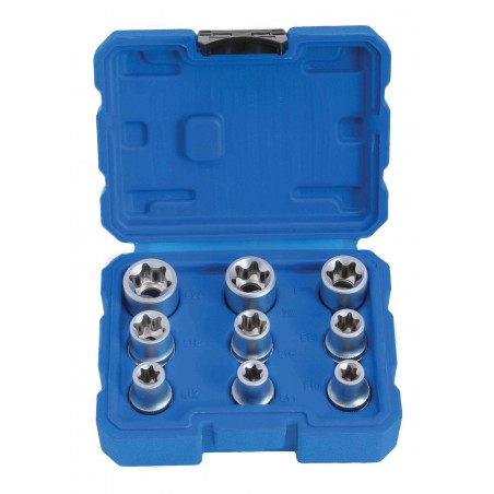 9 dele E-Torx topsæt 1/2" – E10 til E24
