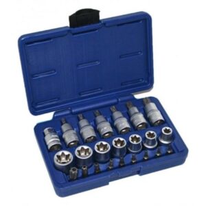 1/2" Torx Socket Set 23pc Tool Bits E Type Male Female STAR T Drive