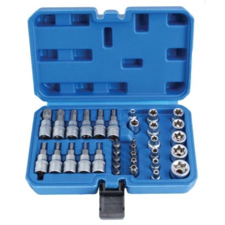 Torx og E-Torx topnøglesæt 34 dele