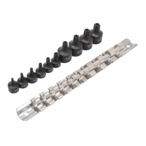 10PCS 1/4" + 3/8" DR. TORX STUBBY IMPACT TAMPER BIT SOCKET