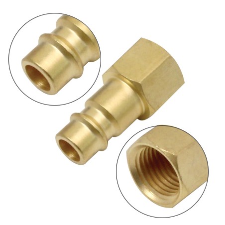Trykluft nippel til lynkobling – 1/4” indvendigt gevind i messing - Billede 2