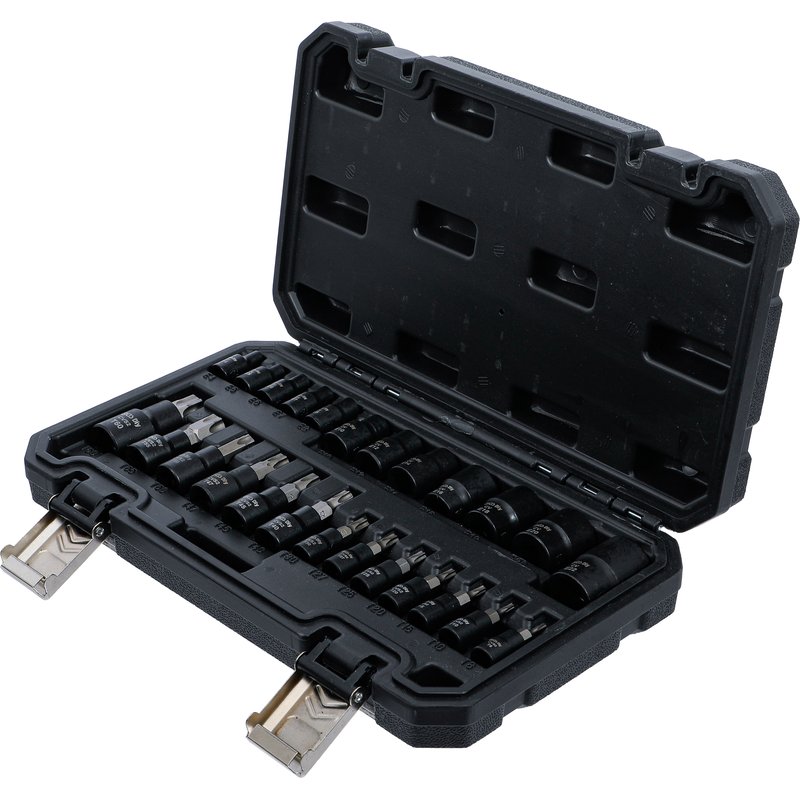 Bittop-/topnøgletopsæt | 6,3 mm (1/4"), 10 mm (3/8"), 12,5 mm (1/2") | E-profil / T-profil (til Torx) | 25 dele - Billede 3
