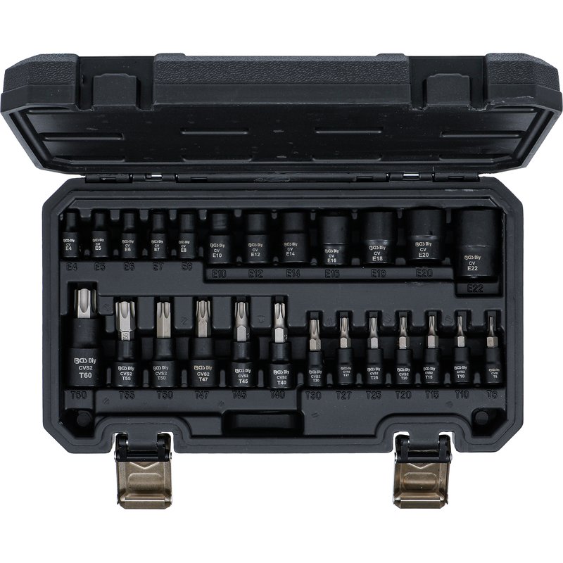 Bittop-/topnøgletopsæt | 6,3 mm (1/4"), 10 mm (3/8"), 12,5 mm (1/2") | E-profil / T-profil (til Torx) | 25 dele - Billede 4