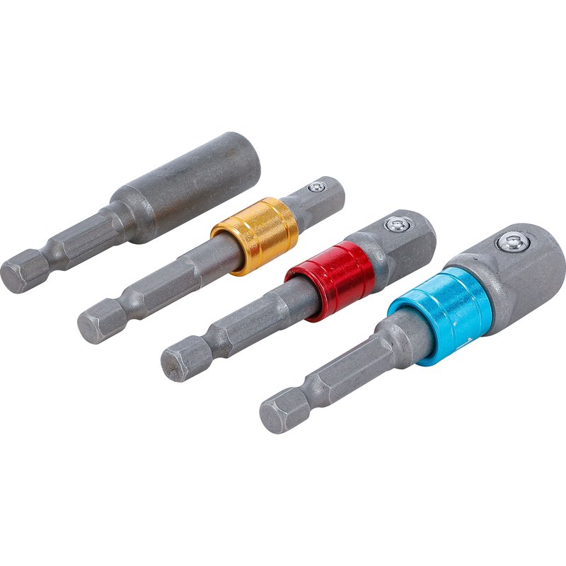 Adaptersæt til boremaskiner | farvet | udvendig sekskant 6,3 mm (1/4") | 6,3 mm (1/4"), 10 mm (3/8"), 12,5 mm (1/2"), indvendig sekskant 6,3 mm (1/4") | 4 dele - Billede 3