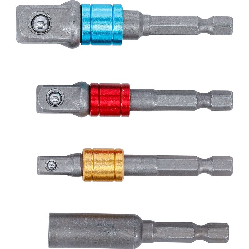 Adaptersæt til boremaskiner | farvet | udvendig sekskant 6,3 mm (1/4") | 6,3 mm (1/4"), 10 mm (3/8"), 12,5 mm (1/2"), indvendig sekskant 6,3 mm (1/4") | 4 dele - Billede 4