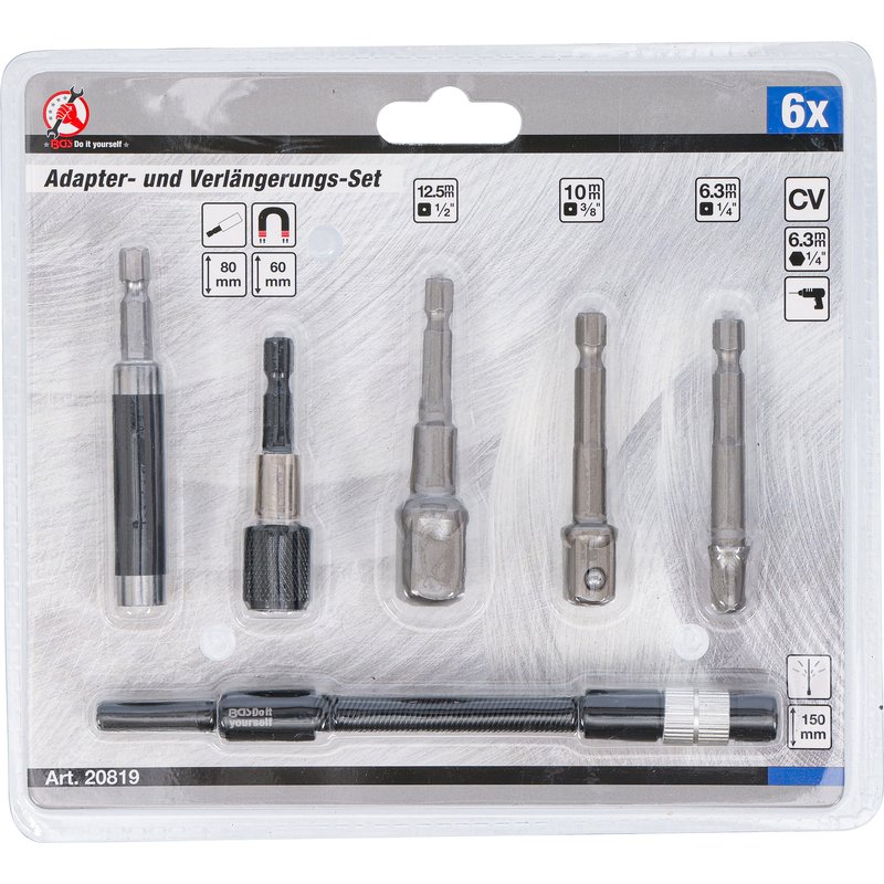 Adapter- og forlængelsessæt | til boremaskiner | 6 dele - Billede 4