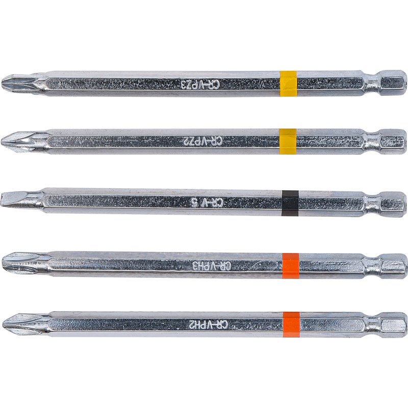Bitsæt | udvendig sekskant 6,3 mm (1/4") | Krydskærv PH, krydskærv PZ, slids | længde 110 mm | 5 dele - Billede 4