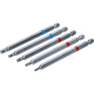 Bitsæt | udvendig sekskant 6,3 mm (1/4") | indvendig sekskant, T-profil (til Torx) | længde 110 mm | 5 dele