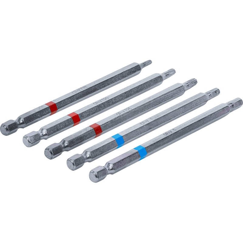Bitsæt | udvendig sekskant 6,3 mm (1/4") | indvendig sekskant, T-profil (til Torx) | længde 110 mm | 5 dele - Billede 2
