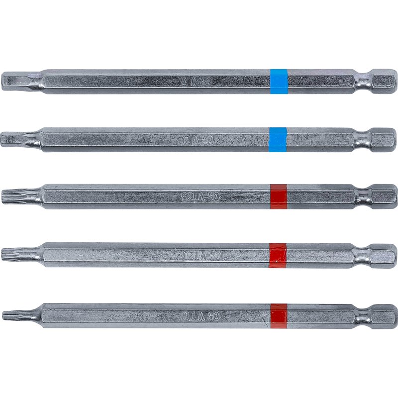 Bitsæt | udvendig sekskant 6,3 mm (1/4") | indvendig sekskant, T-profil (til Torx) | længde 110 mm | 5 dele - Billede 3