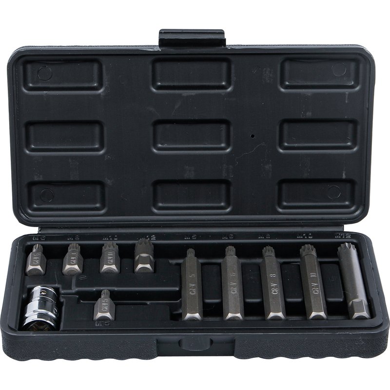 Bitsæt | udvendig sekskant 10 mm (3/8") | indvendig multitand (til XZN) | 11 dele