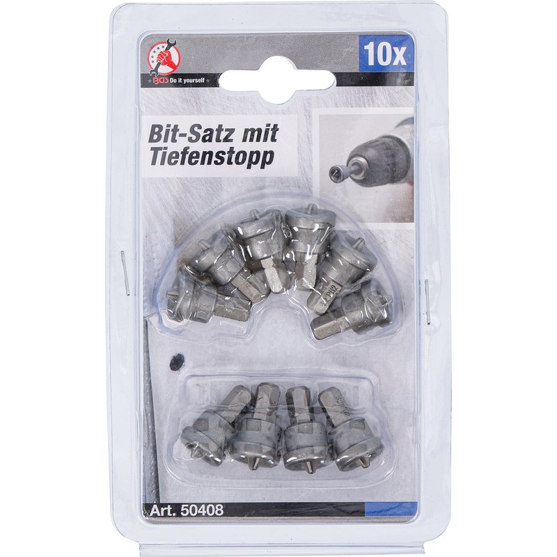Bitsæt med dybdestop | til gipskartonplader | drev udvendig sekskant 6,3 mm (1/4") | krydskærv PH2 | 10 dele - Billede 4