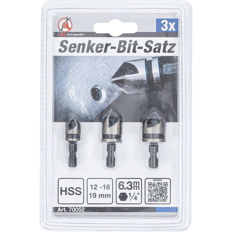 Sænker-bitsæt | HSS | 6,3 mm (1/4") | 12 - 16 - 19 mm | 3 dele - Billede 4