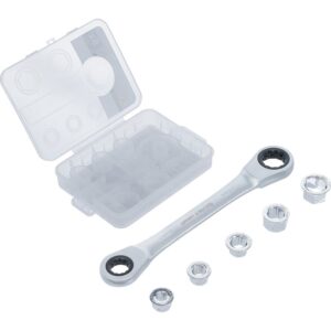 Skralderingnøgle med adaptersæt | 8 - 19 mm | 6 dele