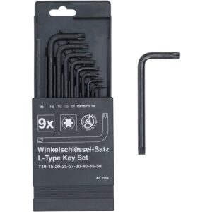Vinkelnøglesæt | T-profil (til Torx) | T10 - T50 | 9 dele