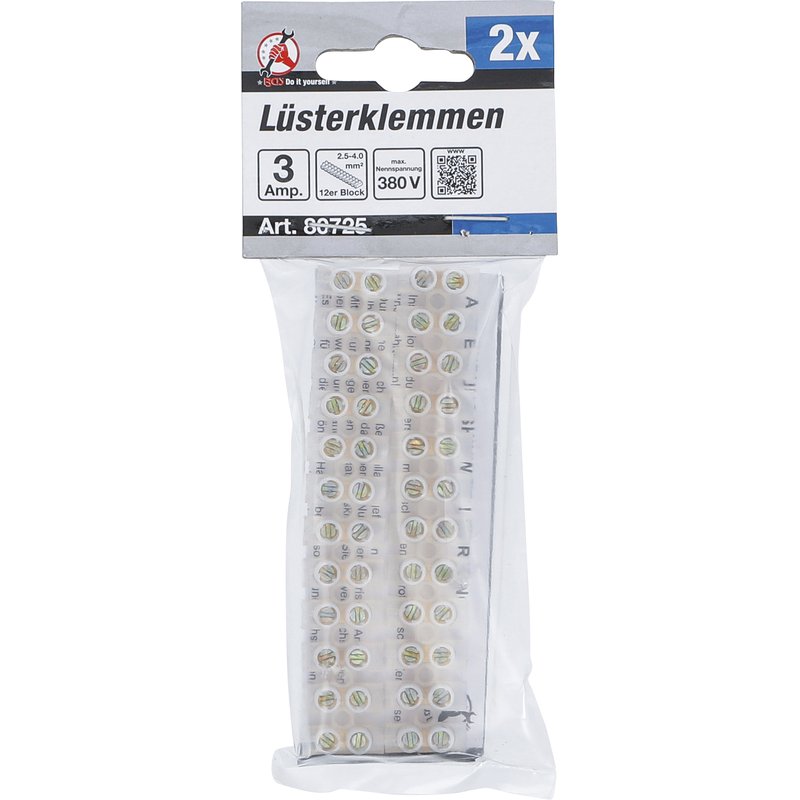 Rækkeklemmer | 2,5 mm² | 3 amp. | 2 stk. | 12-stk. blok - Billede 3