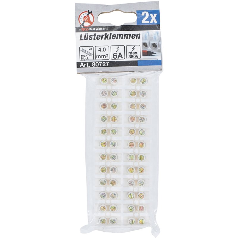 Rækkeklemmer | 4,0 mm² | 6 amp. | 2 stk. | 12-stk. blok - Billede 3