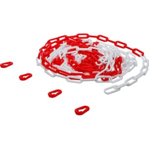 Kæde til afspærring | rød / hvid | 4 karabinhager | plast | 7,5 m