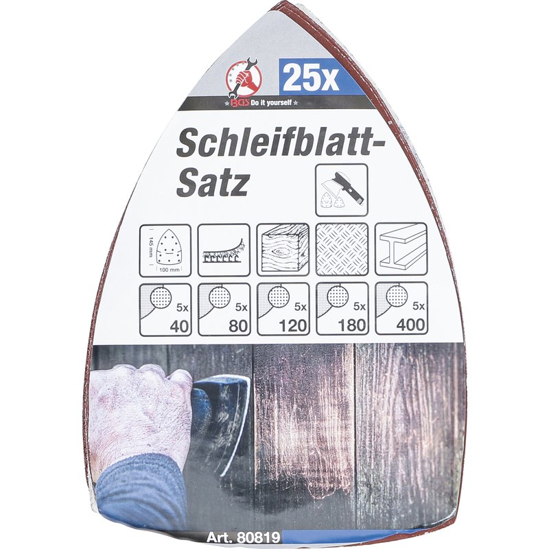 Slibebladssæt til multisliber | 145 x 100 mm | K 40 - 400 | 25 dele - Billede 3