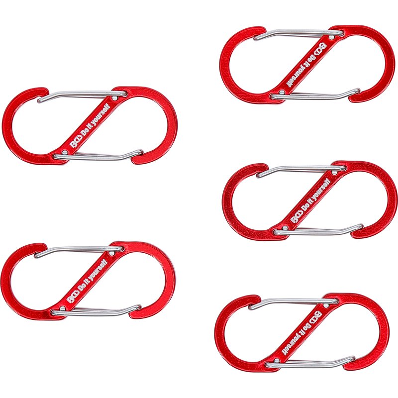 Karabinhage-sortiment med dobbelt åbning | aluminium | 5 dele - Billede 4
