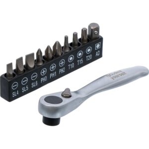Bitsæt | med bitskralde | udvendig sekskant 6,3 mm (1/4") | 11 dele