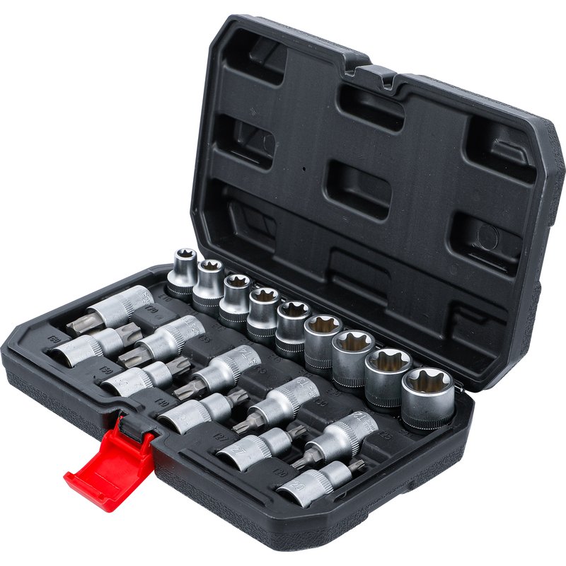 Bittop-/topnøglesæt | indvendig sekskant 12,5 mm (1/2") | T-profil (til Torx) / E-profil | 19 dele - Billede 3