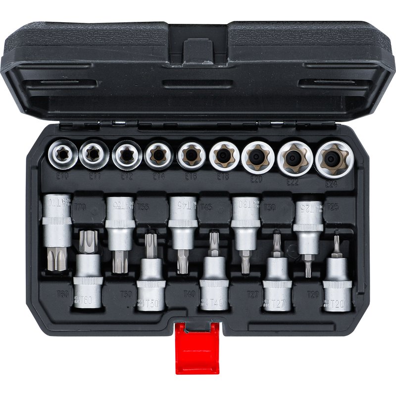 Bittop-/topnøglesæt | indvendig sekskant 12,5 mm (1/2") | T-profil (til Torx) / E-profil | 19 dele - Billede 4