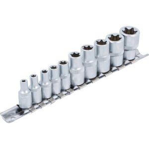 Topnøgletopsæt E-profil | 6,3 mm (1/4") / 10 mm (3/8") | E4 - E16 | 10 dele