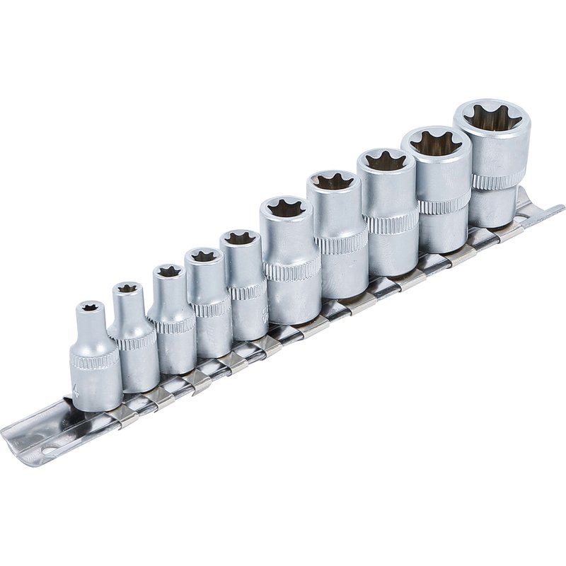 Topnøgletopsæt E-profil | 6,3 mm (1/4") / 10 mm (3/8") | E4 - E16 | 10 dele