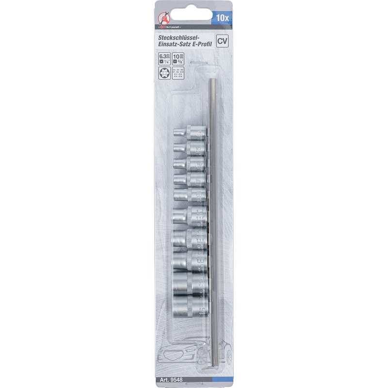 Topnøgletopsæt E-profil | 6,3 mm (1/4") / 10 mm (3/8") | E4 - E16 | 10 dele - Billede 4